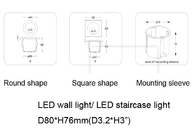 La forma rotonda quadrata IP65 ha messo le lampade di alluminio leggere della scala della parete LED del LED