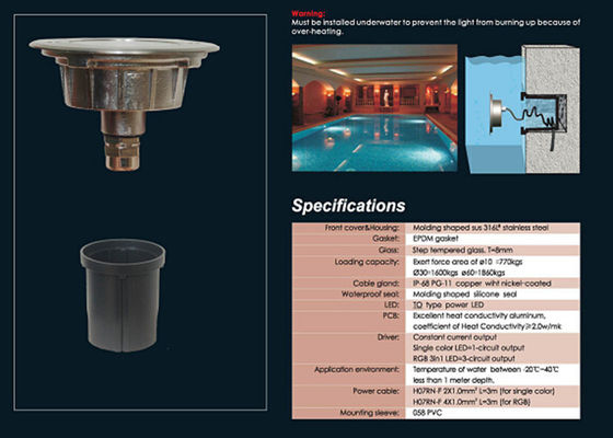 La luce subacquea marina dell'acciaio inossidabile IP68 LED/crogiolo di yacht accende impermeabile principale