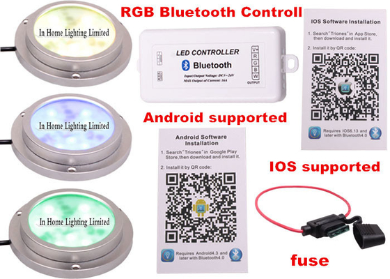luce IP68, luce subacquea della barca di 27W Bluetooth RGB LED dell'acciaio inossidabile